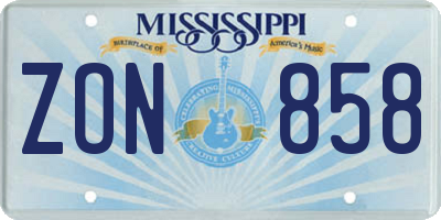 MS license plate ZON858