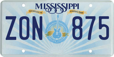 MS license plate ZON875