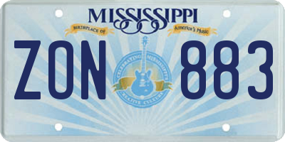 MS license plate ZON883