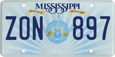MS license plate ZON897