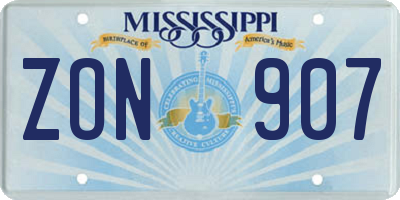 MS license plate ZON907