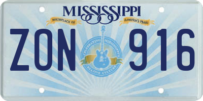 MS license plate ZON916