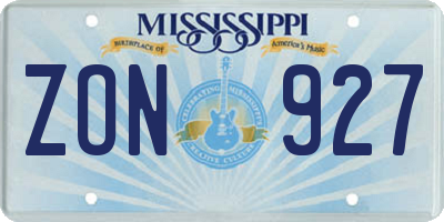 MS license plate ZON927