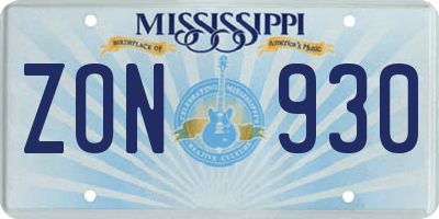 MS license plate ZON930