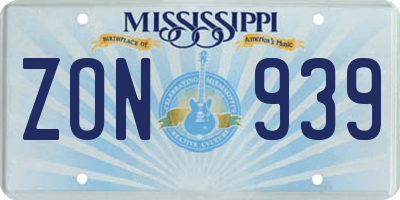 MS license plate ZON939