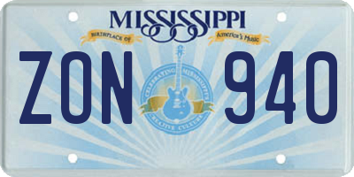 MS license plate ZON940