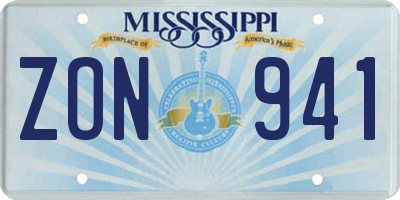 MS license plate ZON941