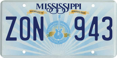 MS license plate ZON943