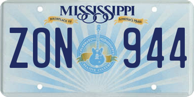 MS license plate ZON944