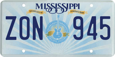 MS license plate ZON945