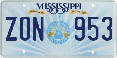 MS license plate ZON953