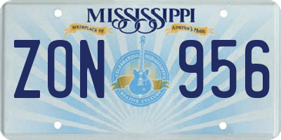 MS license plate ZON956