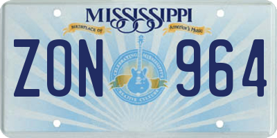 MS license plate ZON964