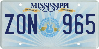 MS license plate ZON965