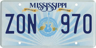 MS license plate ZON970