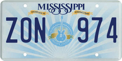MS license plate ZON974