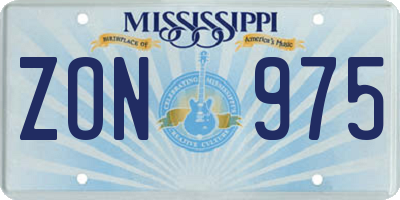 MS license plate ZON975