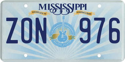 MS license plate ZON976