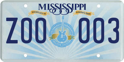 MS license plate ZOO003