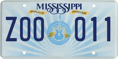 MS license plate ZOO011