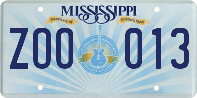 MS license plate ZOO013