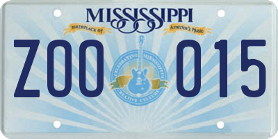 MS license plate ZOO015