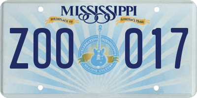 MS license plate ZOO017