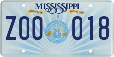 MS license plate ZOO018