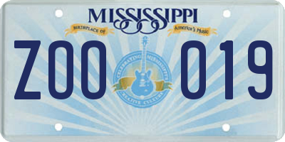 MS license plate ZOO019