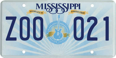 MS license plate ZOO021