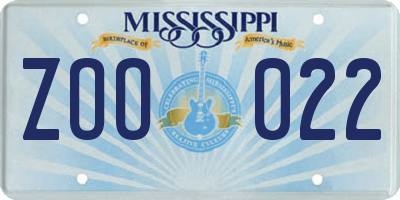 MS license plate ZOO022