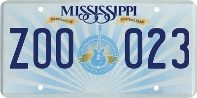 MS license plate ZOO023