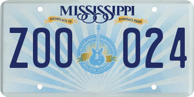 MS license plate ZOO024