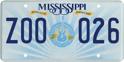 MS license plate ZOO026
