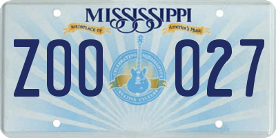MS license plate ZOO027