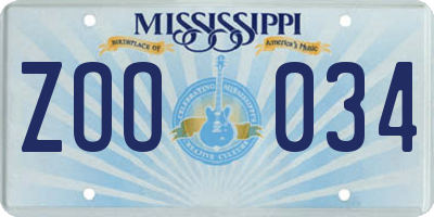 MS license plate ZOO034