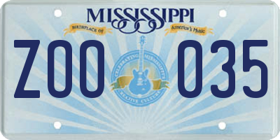 MS license plate ZOO035