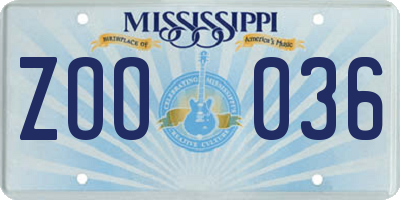 MS license plate ZOO036
