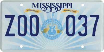 MS license plate ZOO037
