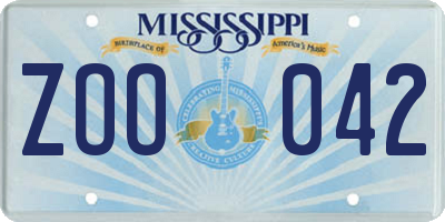 MS license plate ZOO042