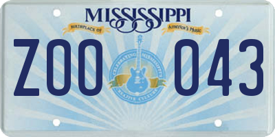 MS license plate ZOO043