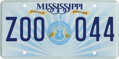 MS license plate ZOO044