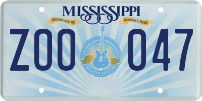 MS license plate ZOO047