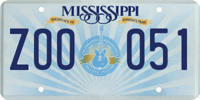 MS license plate ZOO051