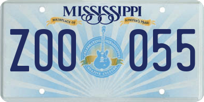 MS license plate ZOO055