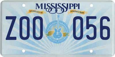 MS license plate ZOO056