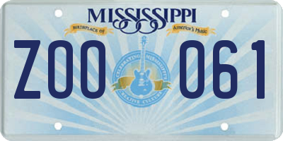 MS license plate ZOO061