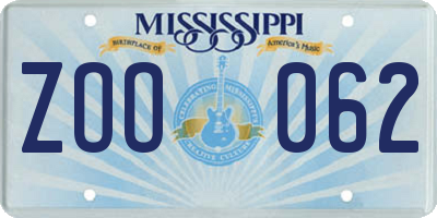 MS license plate ZOO062