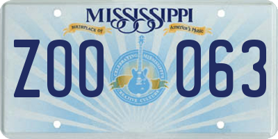 MS license plate ZOO063