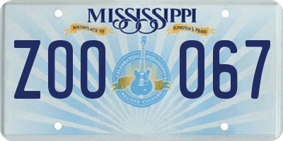MS license plate ZOO067
